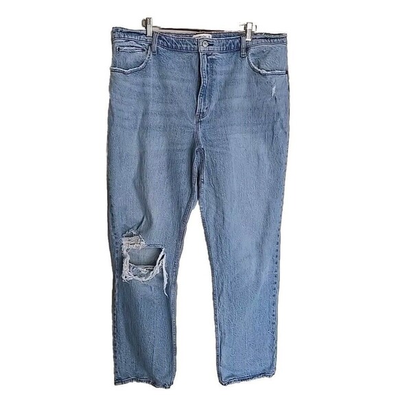 ABERCROMBIE & FITCH Ultra High Rise 90s Straight Jean Wide Leg Sz 34 distressed - Picture 1 of 13
